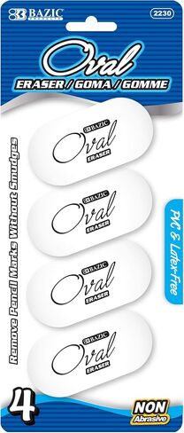 BAZIC White Oval Eraser (4/Pack) in Saudi Arabia