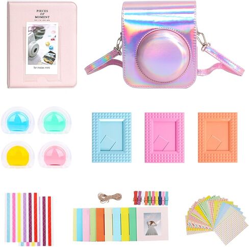 Instant Mini 12 Accessories Kit for Fujifilm Instax Mini 12 Instant Camera With Camera Case+Photo Album & Frames+Wall Hanging Frame+Colored Filter (Magic Silver) in Saudi Arabia