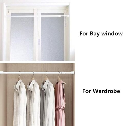 قضيب ستارة شد لخزانة النوافذ، أبيض قابل للتمديد وقابل للتعديل 15.7-28 بوصة قضبان شد زنبركية قصيرة لقضبان الحمام وخزانة الملابس ومشاريع DIY (عبوتان) in Kuwait