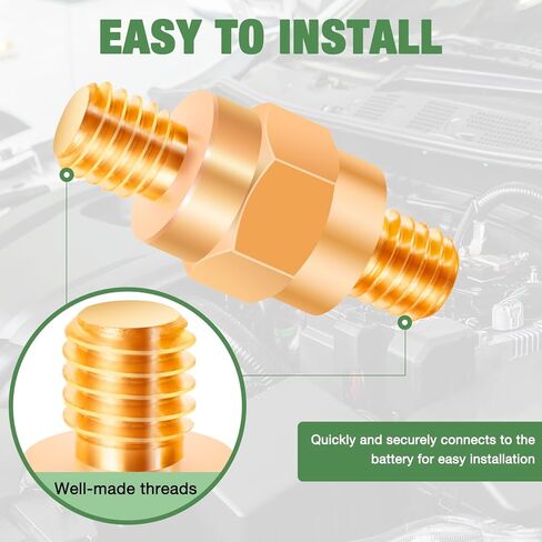 4 قطع من النحاس لطرف البطارية الجانبي، محول عمود جانبي للبطارية 3/8 بوصة - 16 براغي، مسامير بطارية جانبية بطول 1.57 بوصة أطراف طرفية جانبية للبطارية مع صامولة لملحقات بطارية Gm Post من XIOGZAXI in Kuwait