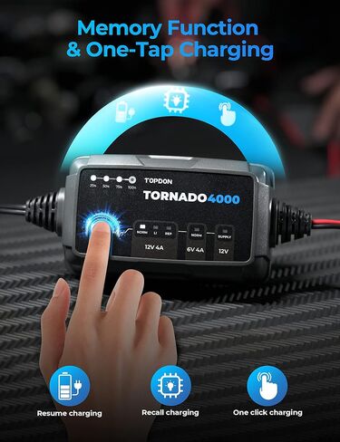 Battery Charger Automotive Trickle Charger Battery Maintainer, TOPDON T4000 4A/1A for 6V/12V Lead-Acid/Lithium ion Batteries Auto Smart Battery Desulfator with Temperature Compensation AGM Deep Cycle in Saudi Arabia