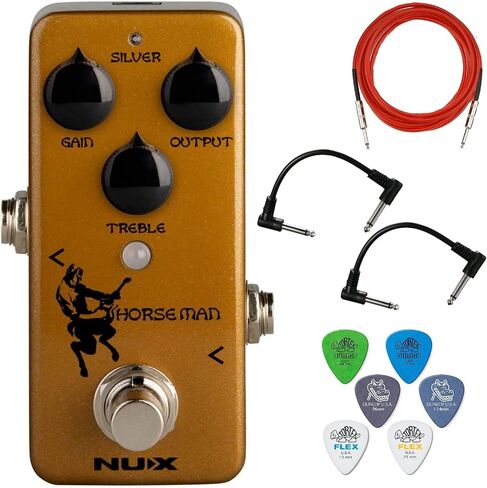 حزمة دواسة تأثير الجيتار Briskdrop NUX Horseman Overdrive مع كابل أداة، وكابلين تصحيحيين، و6 قطع دنلوب، متنوعة، ذهبية، شفافة، فضية in Saudi Arabia