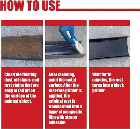 مزيل الصدأ المعدني ذو أساس مائي، إزالة الصدأ لهيكل السيارة، طلاء معدني متعدد الوظائف للسيارة مضاد للصدأ، جل محول الصدأ العالمي مع فرشاة - 300 مل in Kuwait