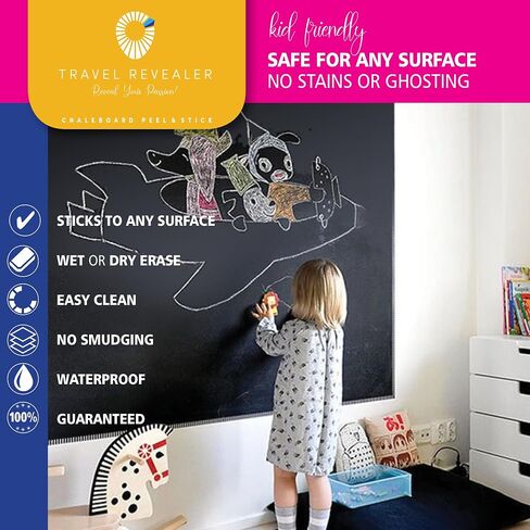 Chalkboard Contact Paper Self Adhesive Dry Erase Contact Paper Roll +3 Liquid Chalk Markers 17.7x78.7 Wallpaper Stick & Peel Removable Contact Paper Blackboard Vinyl Black Stickers in Saudi Arabia