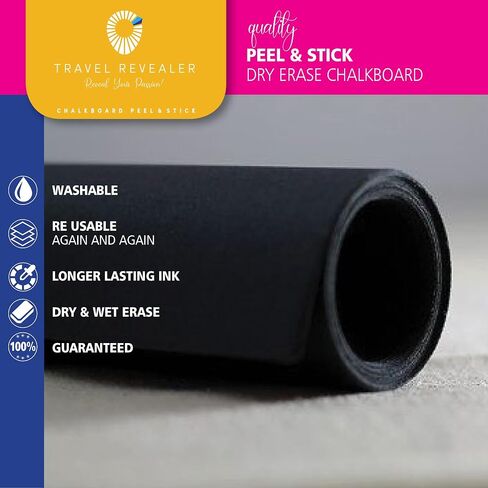 Chalkboard Contact Paper Self Adhesive Dry Erase Contact Paper Roll +3 Liquid Chalk Markers 17.7x78.7 Wallpaper Stick & Peel Removable Contact Paper Blackboard Vinyl Black Stickers in Saudi Arabia