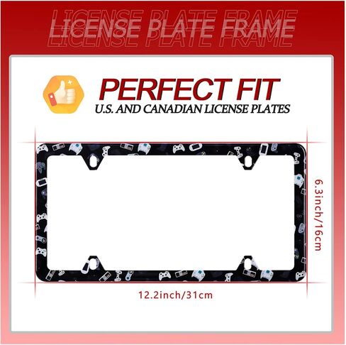 1 Pack Funny Game Console Gamer License Plate Frame Stainless Steel Metal Car License Plate Cover Accessory Rustproof Personalize Decor 12.3" X 6.3" with 4 Holes and Screw for Men Women Gifts in Saudi Arabia