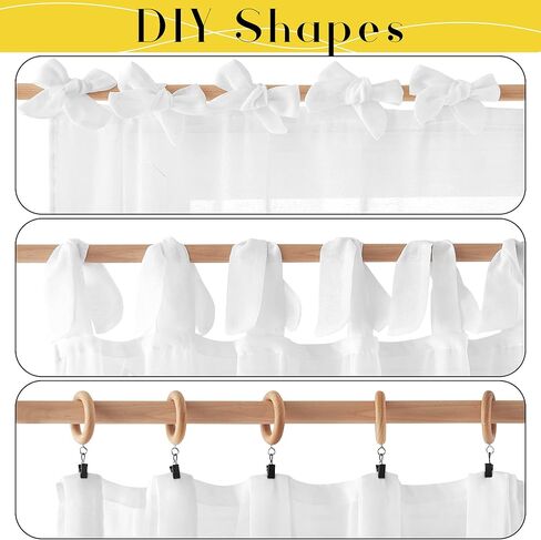 NICETOWN Beige Semi Sheer Linen Curtains 84 inch Long 2 Panels, Adjustable Tie Top DIY Crafted Flax Linen Sheer Drapes Privacy with Light Filtering for Bedroom/Living Room, W52 x L84 in Kuwait