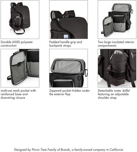 حقيبة ظهر مبرد من PICNIC TIME NCAA Turismo مع حامل زجاجة مياه - حقيبة تبريد للسفر - حقيبة ظهر ناعمة ومبردة in Kuwait