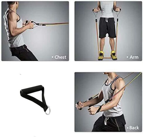 Exercise Handle, Foam Home Workout Handles Pull Resistance Bands Grips Cable Machine Heavy Duty Fitness Strap Stirrup Triceps Rope with Screw Thread Crunches Gym Weight Lifting Strength Trainer in Kuwait