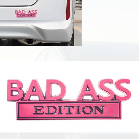 Car Bad Ass Edition Emblem, 3D Fender Badge Decal Sticker，3M Strong Adhesive, Car Exterior Emblems Badge 3D Sticker Decal for Vehicle,Car,Truck,SUV,Motorcycle (Pink, 1 Pcs) in Saudi Arabia
