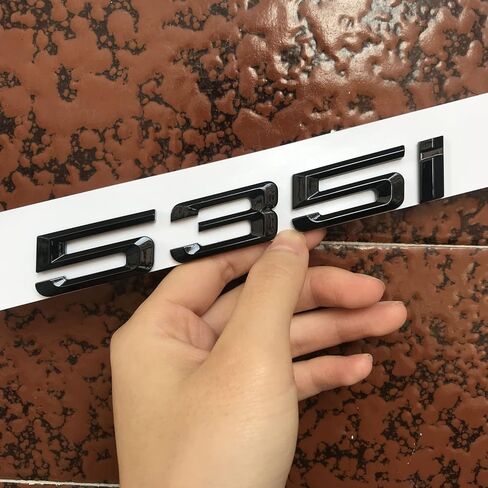 حجم OEM الأصلي، بديل لشعار غطاء صندوق السيارة BMW بأحرف رقم الملصق (أسود ساطع، 535i) in Kuwait