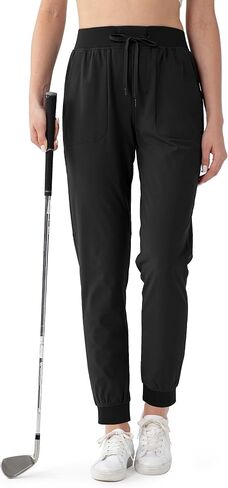 Fitst4 Womens Golf Pants w Deep Side Pockets Moisture Wicking Tapered Cuff Joggers for Camping Travel Walk Daily Wear in Saudi Arabia