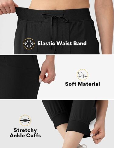 Fitst4 Womens Golf Pants w Deep Side Pockets Moisture Wicking Tapered Cuff Joggers for Camping Travel Walk Daily Wear in Saudi Arabia
