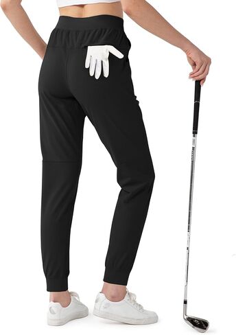 Fitst4 Womens Golf Pants w Deep Side Pockets Moisture Wicking Tapered Cuff Joggers for Camping Travel Walk Daily Wear in Saudi Arabia