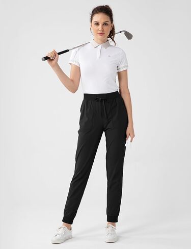 Fitst4 Womens Golf Pants w Deep Side Pockets Moisture Wicking Tapered Cuff Joggers for Camping Travel Walk Daily Wear in Saudi Arabia