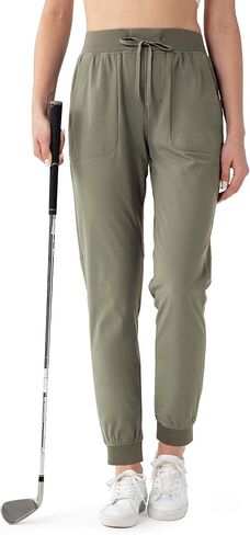 Fitst4 Womens Golf Pants w Deep Side Pockets Moisture Wicking Tapered Cuff Joggers for Camping Travel Walk Daily Wear in Saudi Arabia