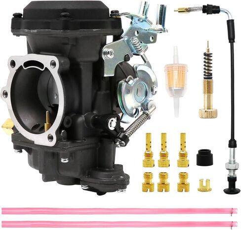 CV40 Carburetor Replacement with Starter Valve Set Main Jets Slow Jets Air Fuel Mixture Screw Kit for Harly Davidson Dyna/Sportster 883 1200 / Heritage Softail/Electra Glide/Fatboy/Night Train（Black) in Saudi Arabia