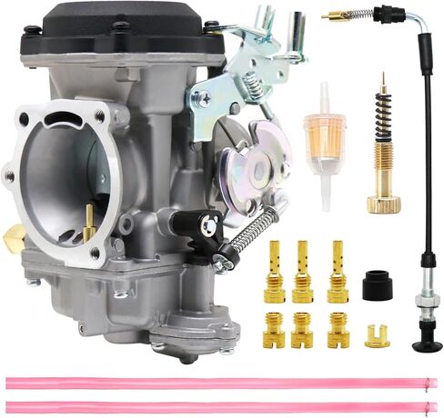CV40 Carburetor Replacement with Starter Valve Set Main Jets Slow Jets Air Fuel Mixture Screw Kit for Harly Davidson Dyna/Sportster 883 1200 / Heritage Softail/Electra Glide/Fatboy/Night Train（Black) in Saudi Arabia