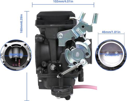 CV40 Carburetor Replacement with Starter Valve Set Main Jets Slow Jets Air Fuel Mixture Screw Kit for Harly Davidson Dyna/Sportster 883 1200 / Heritage Softail/Electra Glide/Fatboy/Night Train（Black) in Saudi Arabia