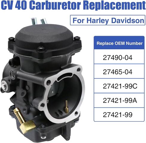 CV40 Carburetor Replacement with Starter Valve Set Main Jets Slow Jets Air Fuel Mixture Screw Kit for Harly Davidson Dyna/Sportster 883 1200 / Heritage Softail/Electra Glide/Fatboy/Night Train（Black) in Saudi Arabia