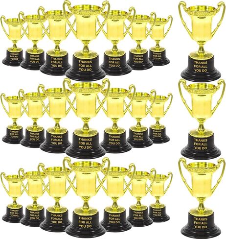24 Pcs Mini Plastic Trophies Cups, Gold Award Trophy Cups, Gold Mini Plastic Trophy Cup and Encouraging Stickers in Saudi Arabia