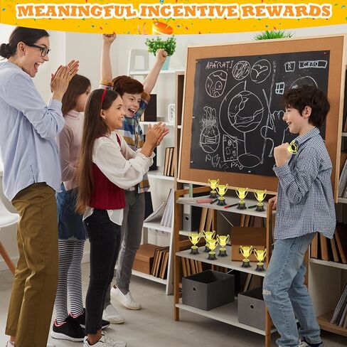24 Pcs Mini Plastic Trophies Cups, Gold Award Trophy Cups, Gold Mini Plastic Trophy Cup and Encouraging Stickers in Saudi Arabia