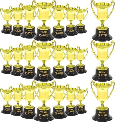 24 Pcs Mini Plastic Trophies Cups, Gold Award Trophy Cups, Gold Mini Plastic Trophy Cup and Encouraging Stickers in Saudi Arabia
