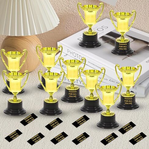 24 Pcs Mini Plastic Trophies Cups, Gold Award Trophy Cups, Gold Mini Plastic Trophy Cup and Encouraging Stickers in Saudi Arabia