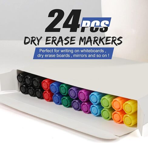 cloudriver Dry Erase Markers, 24 Count,10 Assorted Colors Whiteboard Markers, Chisel Tip, Low Odor Dry Erase Marker For Office, School, Home in Saudi Arabia
