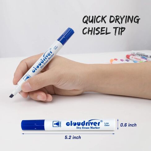 أقلام تحديد للمسح الجاف، عدد 24، 10 أقلام تلوين للسبورة البيضاء متنوعة، طرف إزميل، قلم مسح جاف منخفض الرائحة للمكتب والمدرسة والمنزل in Kuwait