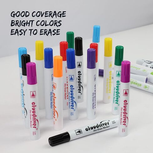 أقلام تحديد للمسح الجاف، عدد 24، 10 أقلام تلوين للسبورة البيضاء متنوعة، طرف إزميل، قلم مسح جاف منخفض الرائحة للمكتب والمدرسة والمنزل in Kuwait