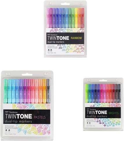 Tombow 61526 TwinTone Marker Set, Rainbow, 12-Pack. Double-Sided Markers Perfect for Planners, Journals, Doodling, and More! in Saudi Arabia