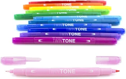Tombow 61526 TwinTone Marker Set, Rainbow, 12-Pack. Double-Sided Markers Perfect for Planners, Journals, Doodling, and More! in Saudi Arabia