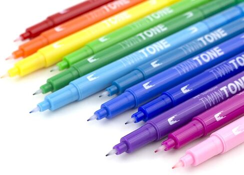 Tombow 61526 TwinTone Marker Set, Rainbow, 12-Pack. Double-Sided Markers Perfect for Planners, Journals, Doodling, and More! in Saudi Arabia