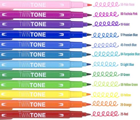 Tombow 61526 TwinTone Marker Set, Rainbow, 12-Pack. Double-Sided Markers Perfect for Planners, Journals, Doodling, and More! in Saudi Arabia