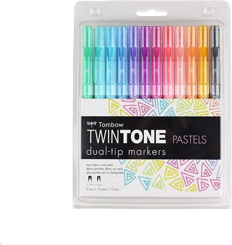 Tombow 61526 TwinTone Marker Set, Rainbow, 12-Pack. Double-Sided Markers Perfect for Planners, Journals, Doodling, and More! in Saudi Arabia
