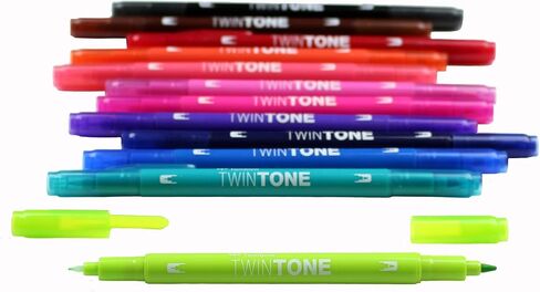Tombow 61526 TwinTone Marker Set, Rainbow, 12-Pack. Double-Sided Markers Perfect for Planners, Journals, Doodling, and More! in Saudi Arabia