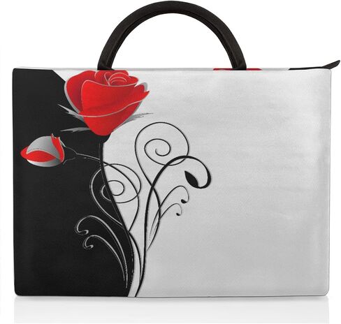 AUUXVA Romantic Black White Red Rose Laptop Case Sleeve Portable Briefcase Computer Carrying Bag Compatibles for HP MacBook Lenovo Pro 14 15.6 Inch L in Saudi Arabia