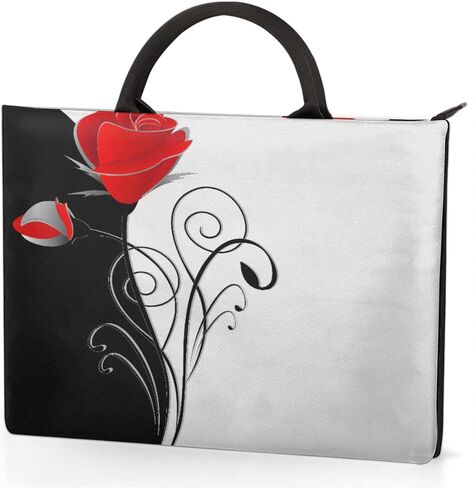 AUUXVA Romantic Black White Red Rose Laptop Case Sleeve Portable Briefcase Computer Carrying Bag Compatibles for HP MacBook Lenovo Pro 14 15.6 Inch L in Saudi Arabia