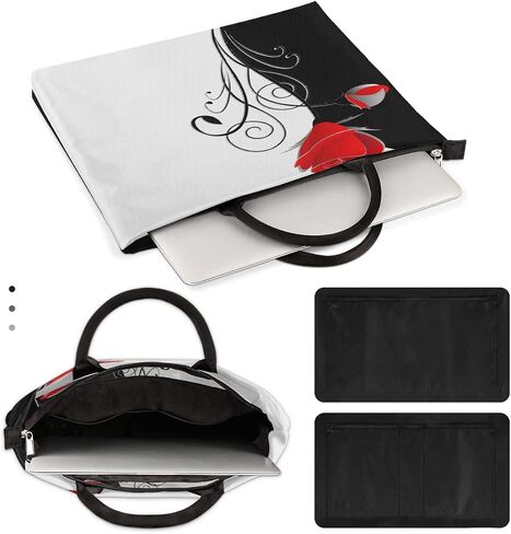 AUUXVA Romantic Black White Red Rose Laptop Case Sleeve Portable Briefcase Computer Carrying Bag Compatibles for HP MacBook Lenovo Pro 14 15.6 Inch L in Saudi Arabia