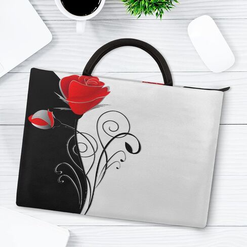 AUUXVA Romantic Black White Red Rose Laptop Case Sleeve Portable Briefcase Computer Carrying Bag Compatibles for HP MacBook Lenovo Pro 14 15.6 Inch L in Saudi Arabia