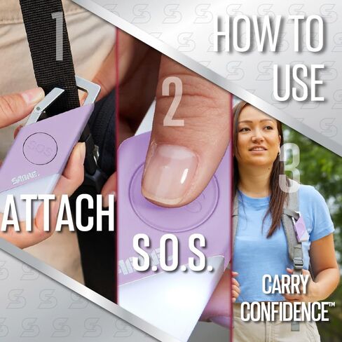 منبه شخصي 2 في 1 من SABER مع ضوء LED وزر SOS، صفارة إنذار 130 ديسيبل مسموعة من 1800 قدم (500 متر)، مشبك حلقة تسلق لسهولة الحمل على حقائب الظهر والمحافظ، قابل لإعادة الشحن مع سلك شحن متضمن in Kuwait