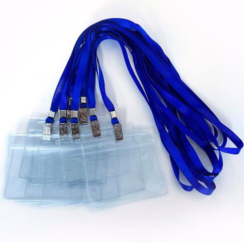 50pack Clear Badge Holder with Lanyard Horizontal Waterproof Plastic Id Name Badge Holder with Lanyards for Name Tag Badge Holders desks Kids School Business Trade Event (Nylon Black) in Saudi Arabia