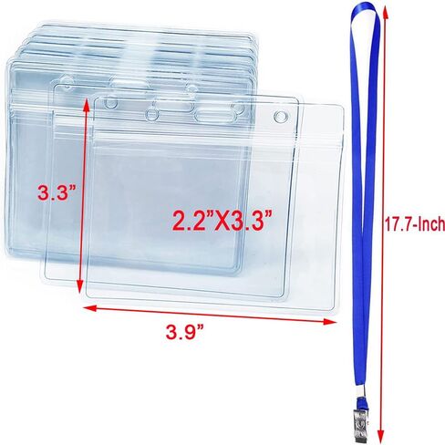 50pack Clear Badge Holder with Lanyard Horizontal Waterproof Plastic Id Name Badge Holder with Lanyards for Name Tag Badge Holders desks Kids School Business Trade Event (Nylon Black) in Saudi Arabia