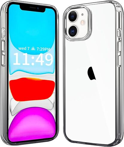 JJGoo Compatiable with iPhone 11 Case Clear, Transparent Shockproof Phone Case, Slim Anti-Scratch Hard PC Back Protective Cover Bumper, Transparent Black in Kuwait