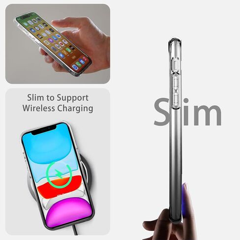 JJGoo Compatiable with iPhone 11 Case Clear, Transparent Shockproof Phone Case, Slim Anti-Scratch Hard PC Back Protective Cover Bumper, Transparent Black in Kuwait