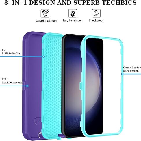 حافظة ONOLA لهاتف Samsung Galaxy S23 FE مع واقي شاشة HD، [لا تناسب Galaxy S23 ] حافظة هاتف Samsung Galaxy S23 FE [3 في 1] حافظة هاتف شديدة التحمل لهاتف Samsung Galaxy S23 FE 5G (وردي خمري) in Kuwait