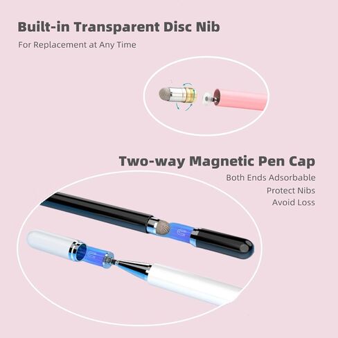 Stylus Pens for Touch Screens, 2 in 1 Magnetic High Sensitivity Capacitive Pen with Built-in Spare Precise Disc Nib, Compatible with iPhone/iPad/Android Phone/Tablet and All Touch Screens (2Pcs) in Saudi Arabia