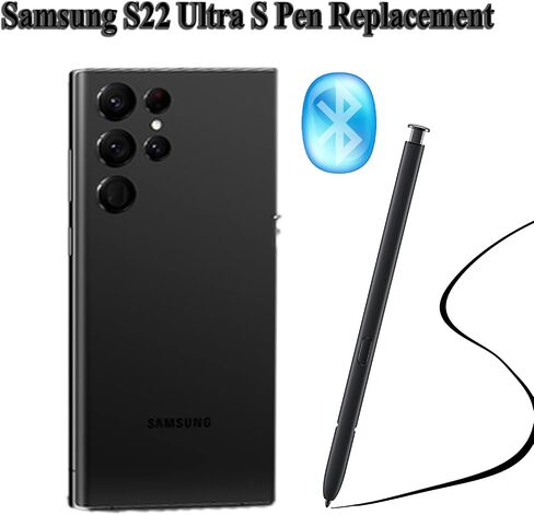 قلم Galaxy S22 Ultra S مع قلم بديل بلوتوث لهاتف Samsung Galaxy S22 Ultra 5G SM-S908، SM-S908B/DS، SM-S908U، SM-S908U1، SM-S908W، SM-S908N، SM-S9080، SM-S908E/ قلم DS ستايلس (أسود فانتوم) in Kuwait