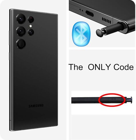 قلم Galaxy S22 Ultra S مع قلم بديل بلوتوث لهاتف Samsung Galaxy S22 Ultra 5G SM-S908، SM-S908B/DS، SM-S908U، SM-S908U1، SM-S908W، SM-S908N، SM-S9080، SM-S908E/ قلم DS ستايلس (أسود فانتوم) in Kuwait